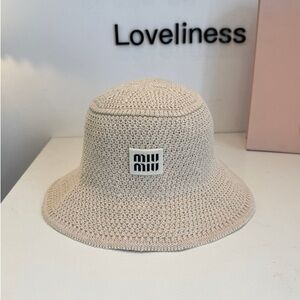 Miu Miu Logo Straw Bucket Hat Brand New Summer Vibe